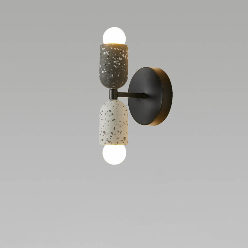 Contemporary Wabi-Sabi Iron and Cement 2-Light Wall Sconce