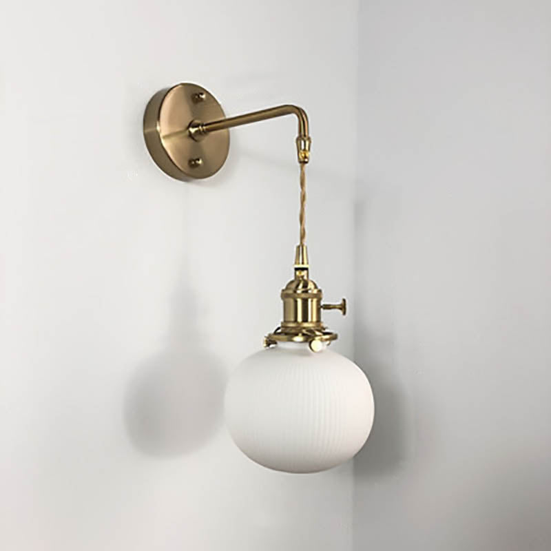 Japanese Retro Minimalist Oval Brass and Lucite Cylinder Wall Sconce Lamp