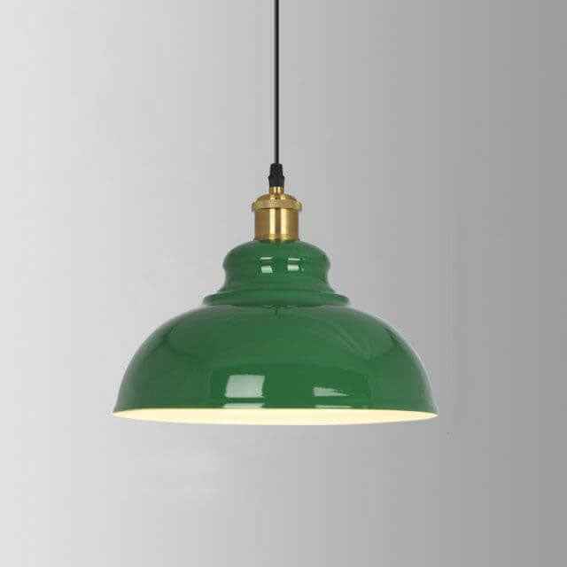Vintage Industrial Green Iron Dome Cone Pendant Light - 1-Light Design
