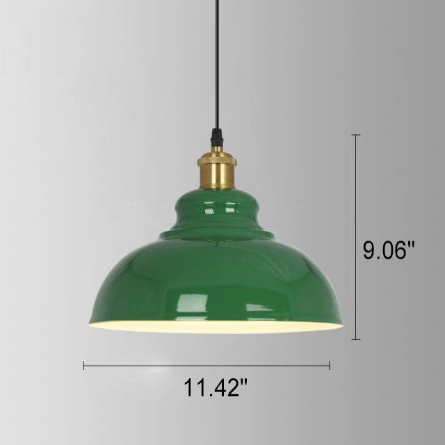 Vintage Industrial Green Iron Dome Cone Pendant Light - 1-Light Design