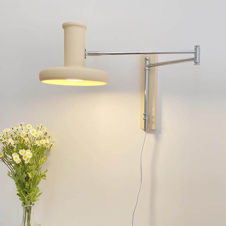 Beige Minimalist Nordic Swing Arm Wall Sconce Lamp - 1 Light