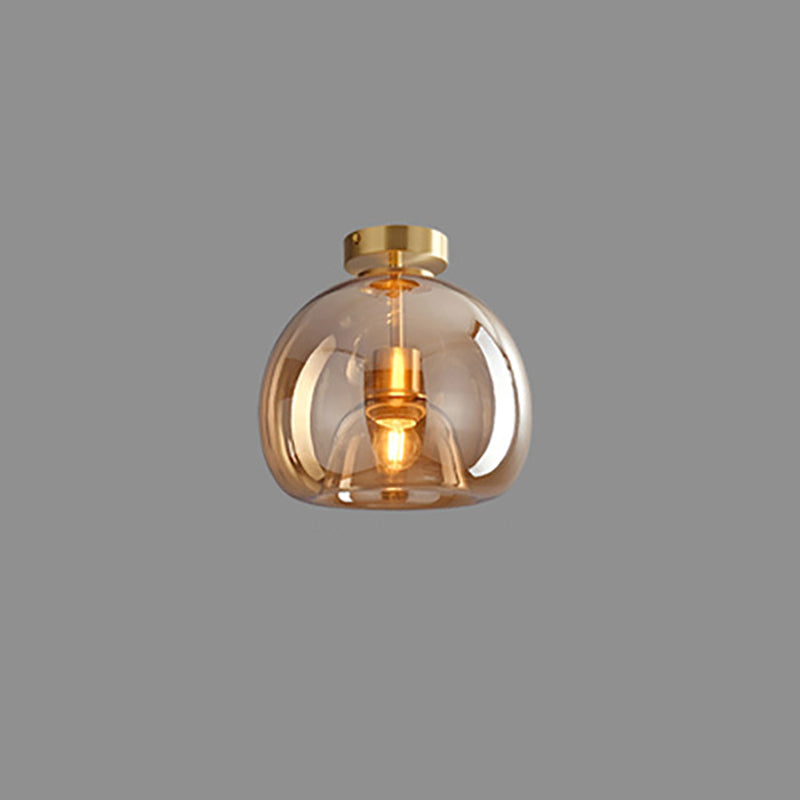 Nordic Style Elegant Round Glass Ball Semi-Flush Mount Ceiling Light - 1-Light