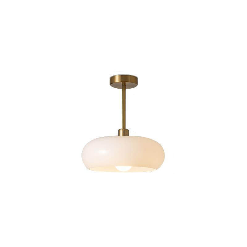 Contemporary Retro Round Solid Color Glass Pendant Light with Electroplated Copper - 1-Light Flush Mount