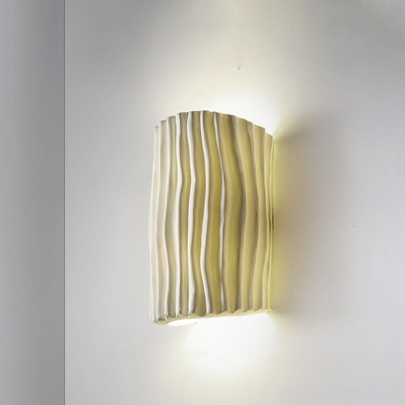 Norse-Inspired Striped Resin Half Cylinder Wall Sconce with Dual Lights