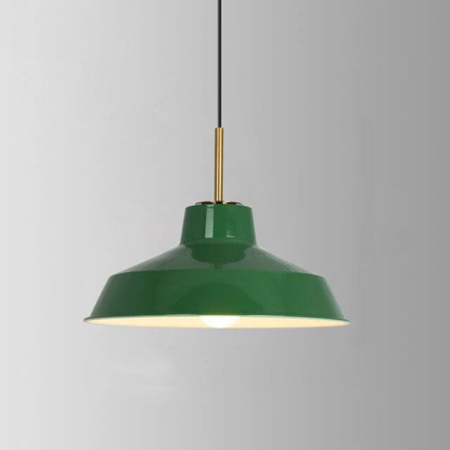 Vintage Industrial Green Iron Dome Cone Pendant Light - 1-Light Design