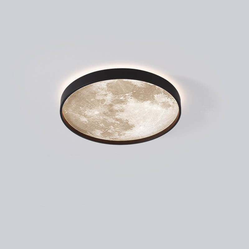 Nordic-Inspired Round LED Flush Mount Ceiling Light with Moon Design