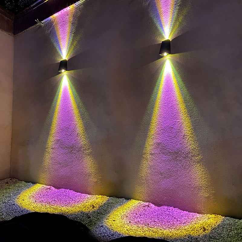 Elegant Solar-Powered Waterproof LED Wall Sconce - Up and Down Trapezoid Design for Outdoor Use