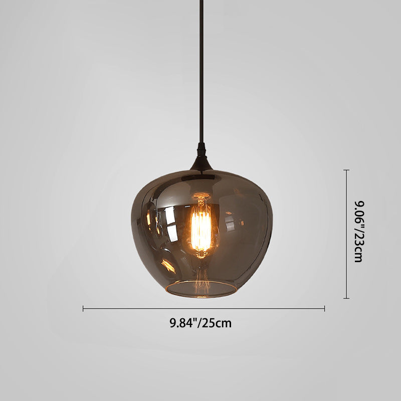 Contemporary Smoke Gray Glass LED Pendant Light with Single Bulb