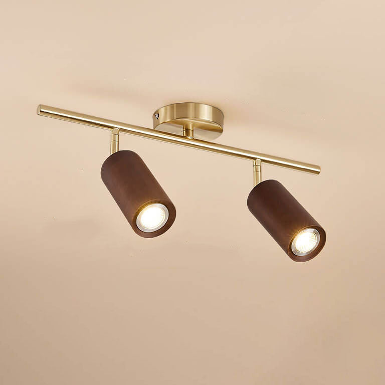 Nordic Minimalist Walnut Wood Linear Track LED Ceiling Light - Available in 1, 2, 3, or 4 Lights