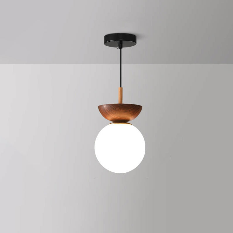 Contemporary Minimalist Glass and Iron Orb 1-Light Semi-Flush Mount/Pendant Light for Living Room