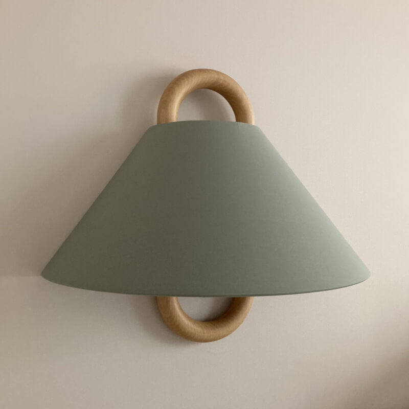 Contemporary Solid Wood Pleated Semi-Circle Wall Sconce Lamp with Single Light
