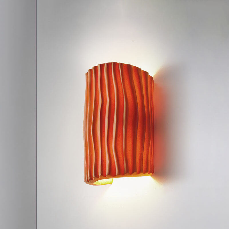 Norse-Inspired Striped Resin Half Cylinder Wall Sconce with Dual Lights