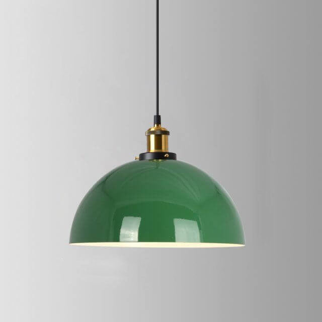 Vintage Industrial Green Iron Dome Cone Pendant Light - 1-Light Design