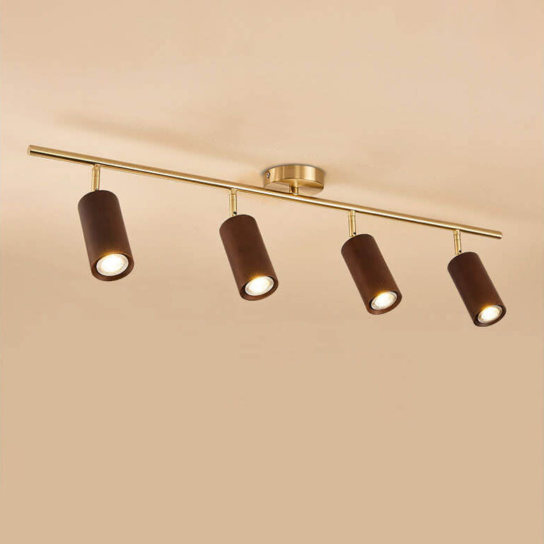 Nordic Minimalist Walnut Wood Linear Track LED Ceiling Light - Available in 1, 2, 3, or 4 Lights