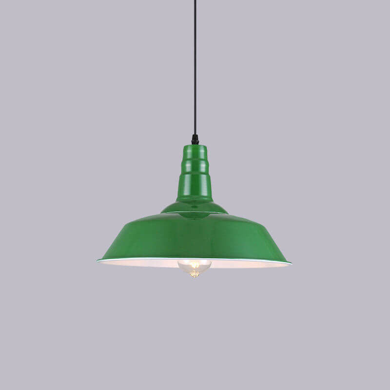 Vintage Industrial Green Iron Dome Cone Pendant Light - 1-Light Design