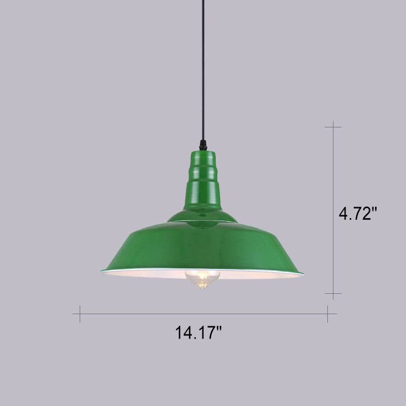 Vintage Industrial Green Iron Dome Cone Pendant Light - 1-Light Design
