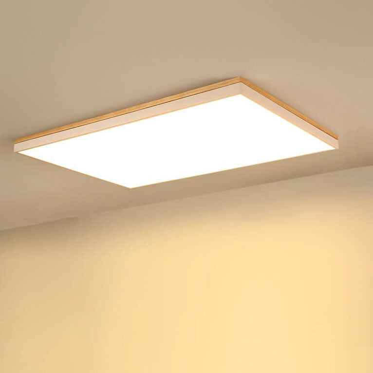 Contemporary Minimalist Solid Wood and Acrylic Square LED Flush Mount Ceiling Light for Living Room