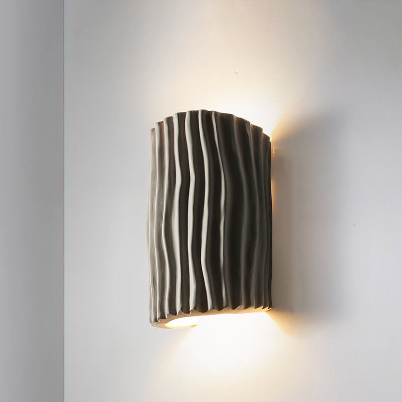 Norse-Inspired Striped Resin Half Cylinder Wall Sconce with Dual Lights