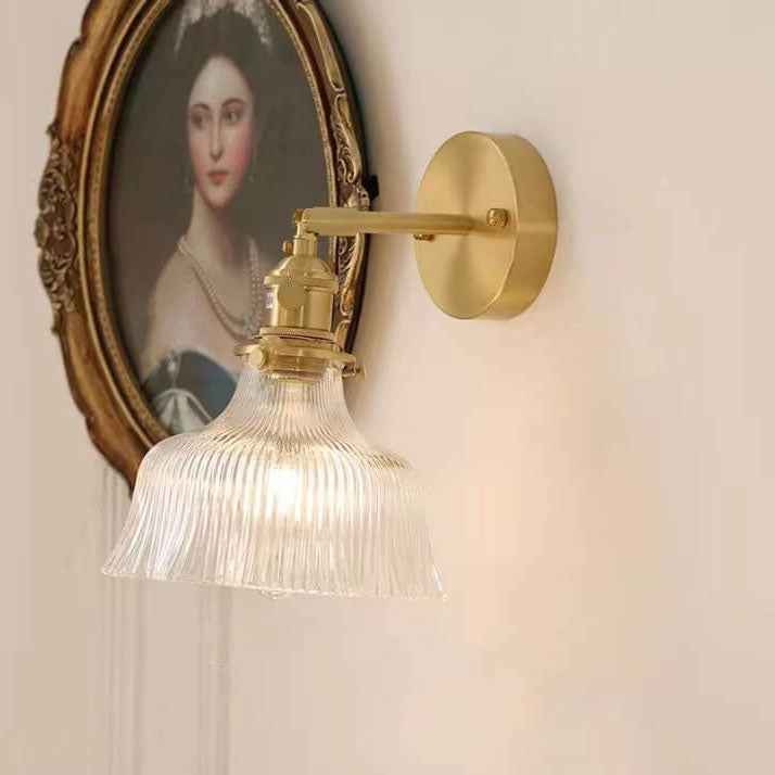 Nordic Minimalist Copper and Glass 1-Light Wall Sconce