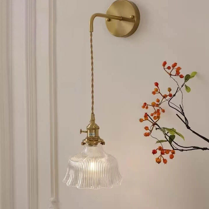 Nordic Minimalist Copper and Glass 1-Light Wall Sconce