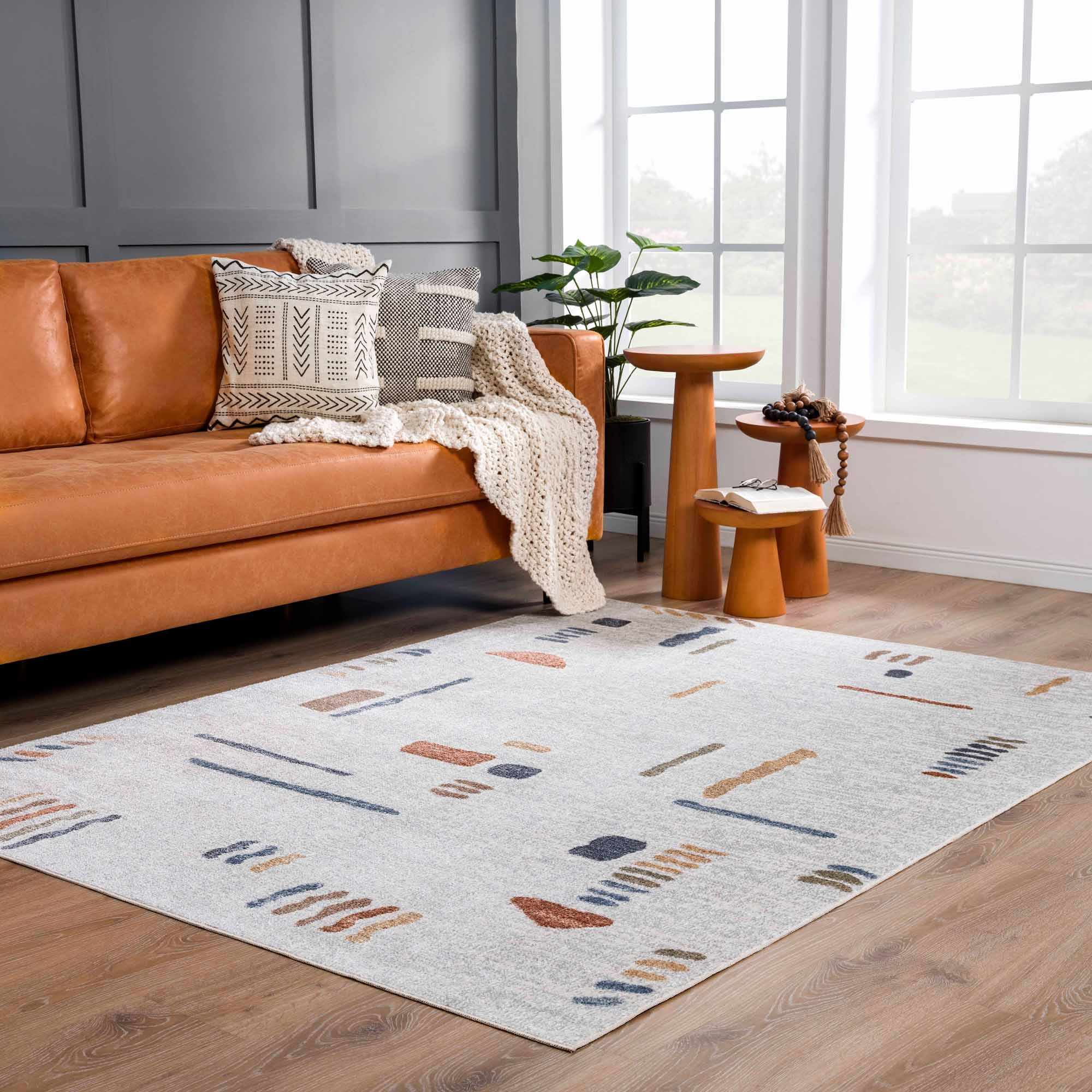 Aria Modern Rug  Machine Washable, Medium Pile Polyester
