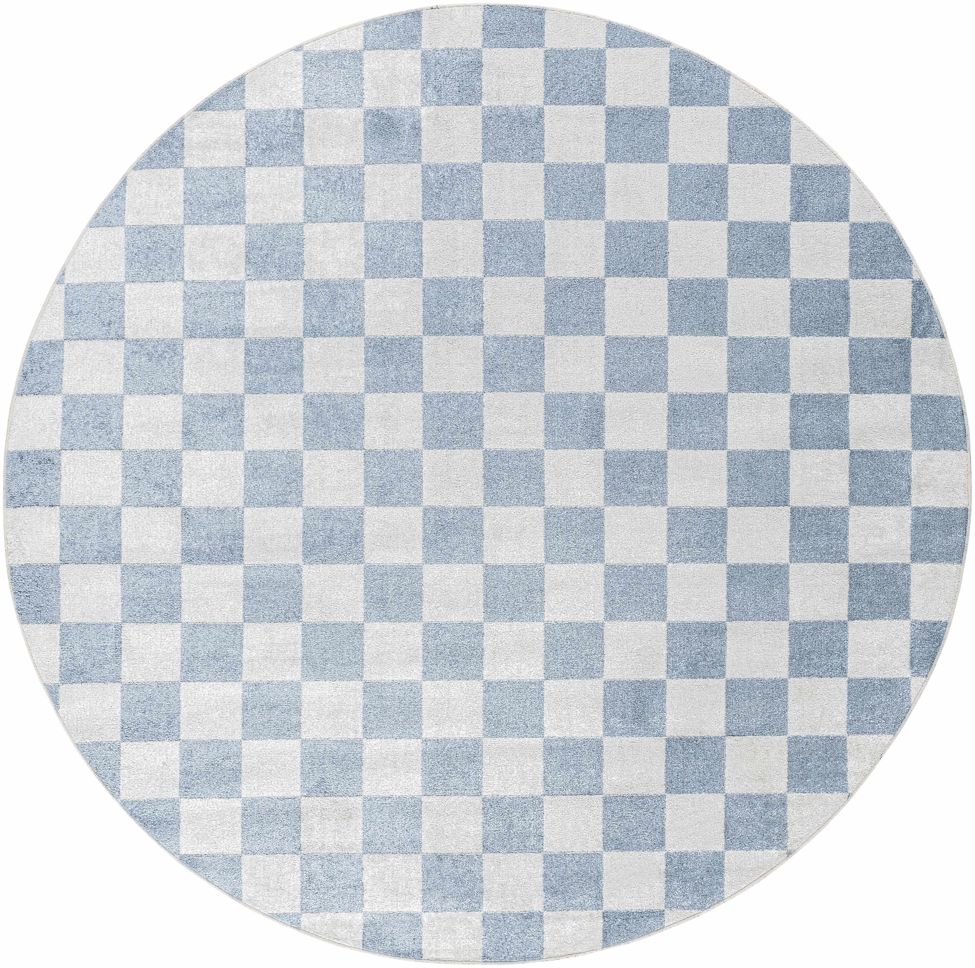 Bento Blue Checkered Rug  Washable Polyester, Medium Pile