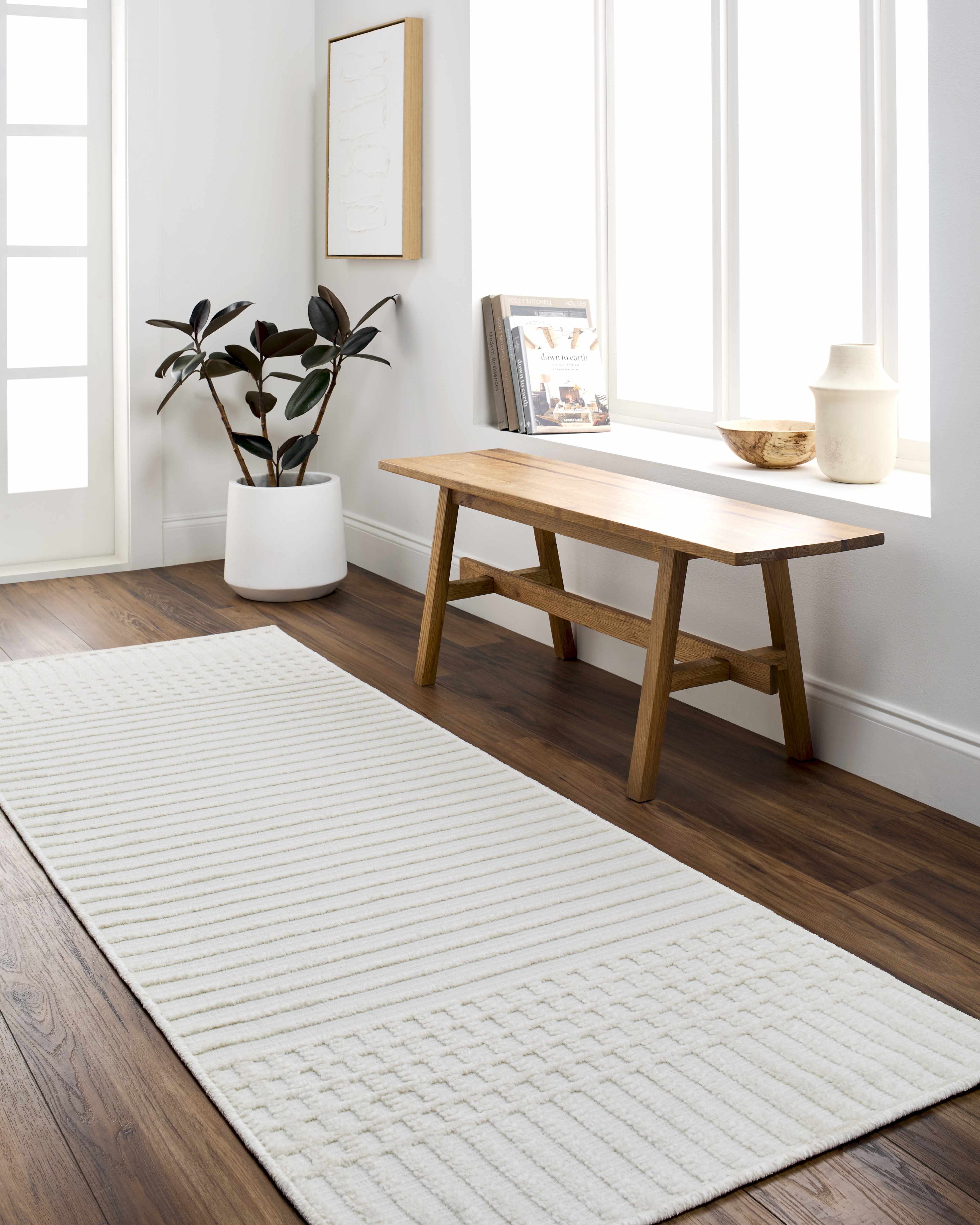 Rhett Area Rug Machine Woven Medium Pile Washable White