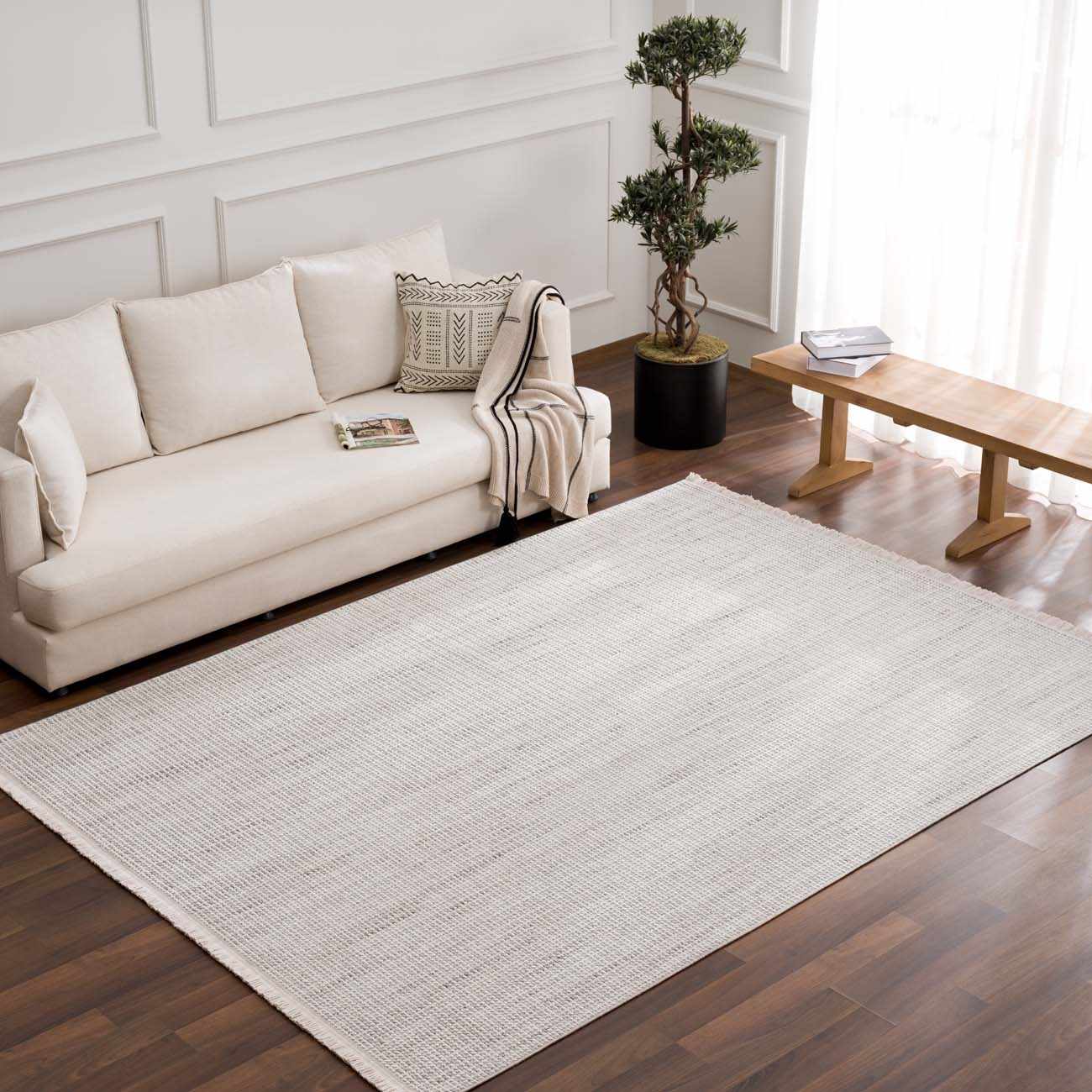 Gala Cream Area Rug  Transitional Style  Low Pile Polyester