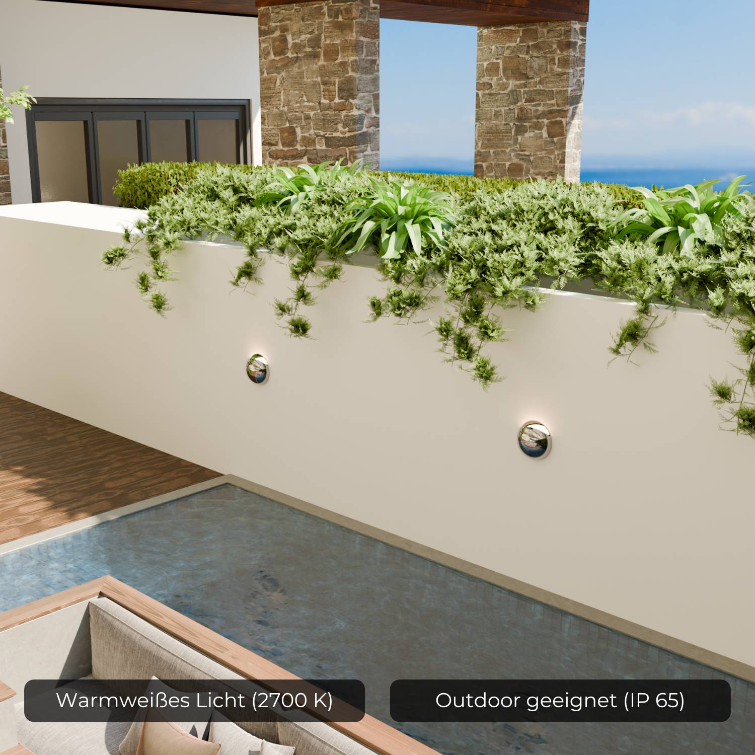 Pelo Wall Light | Modern Chrome Finish, IP65 Weatherproof
