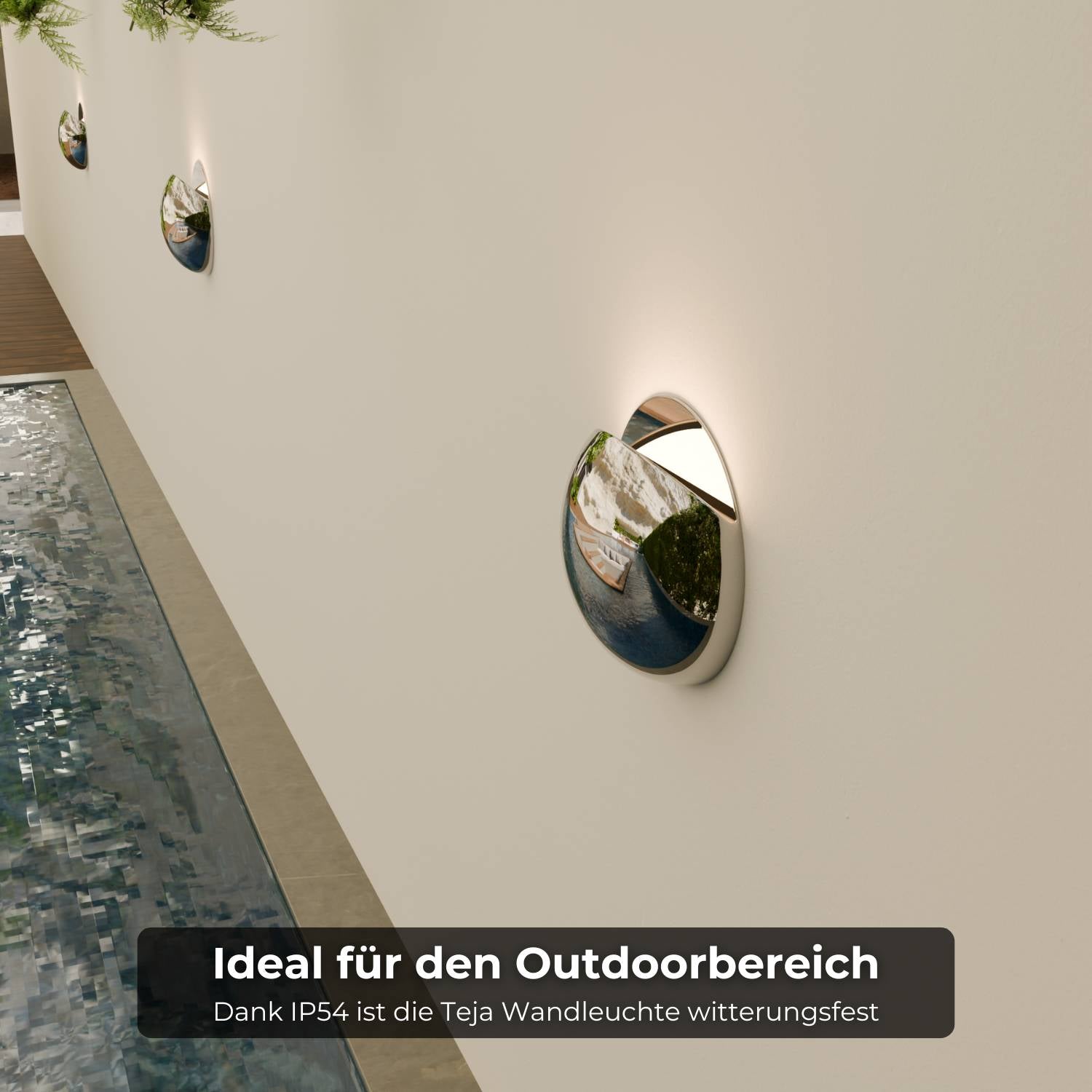Pelo Wall Light | Modern Chrome Finish, IP65 Weatherproof