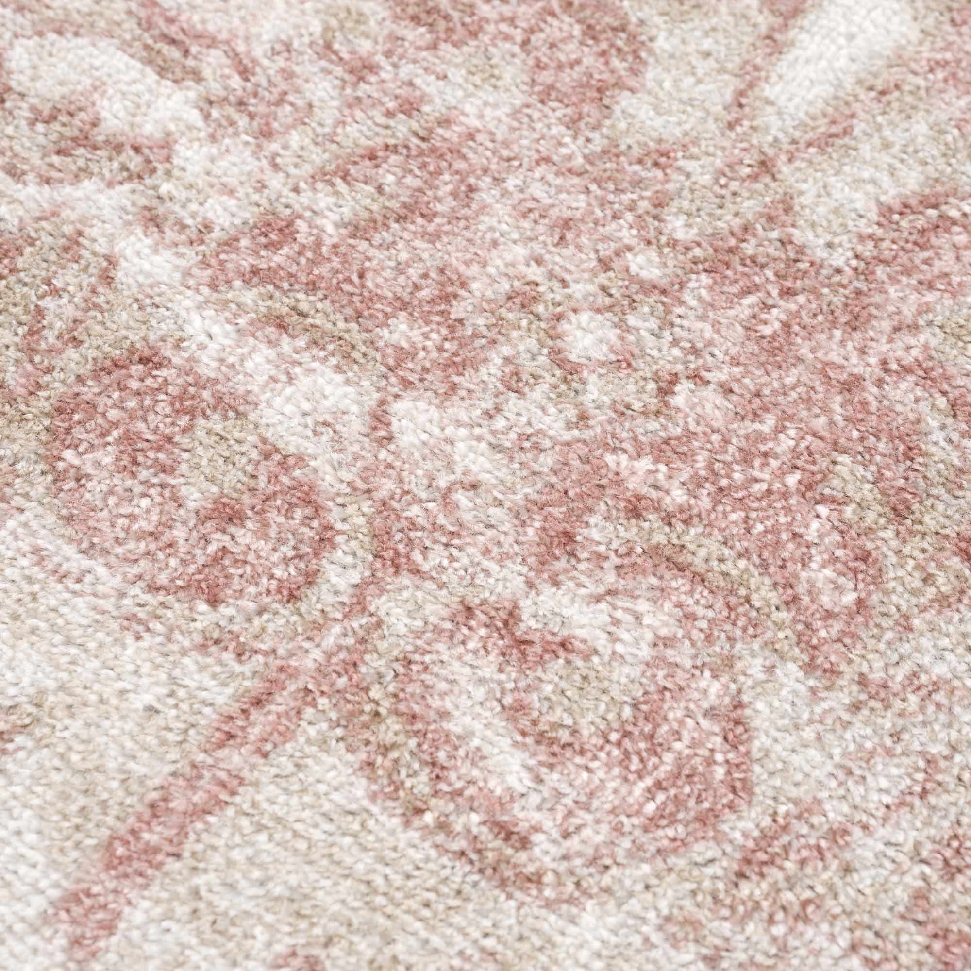Sora Floral Rug  Machine Woven  Medium Pile  Pale Pink