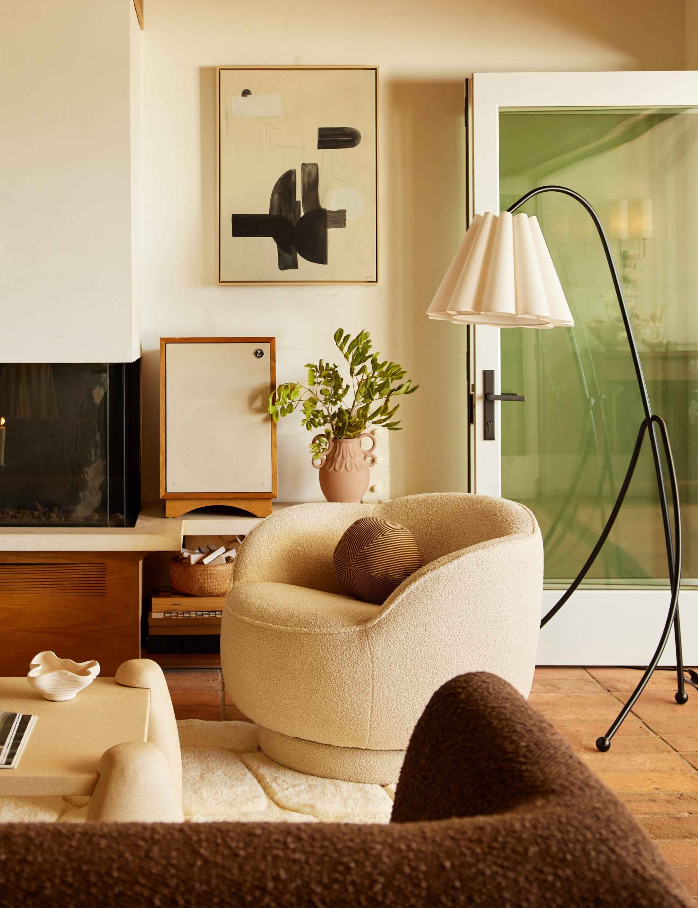 Ava Floor Lamp | Fluted Fabric Shade, Modern Design