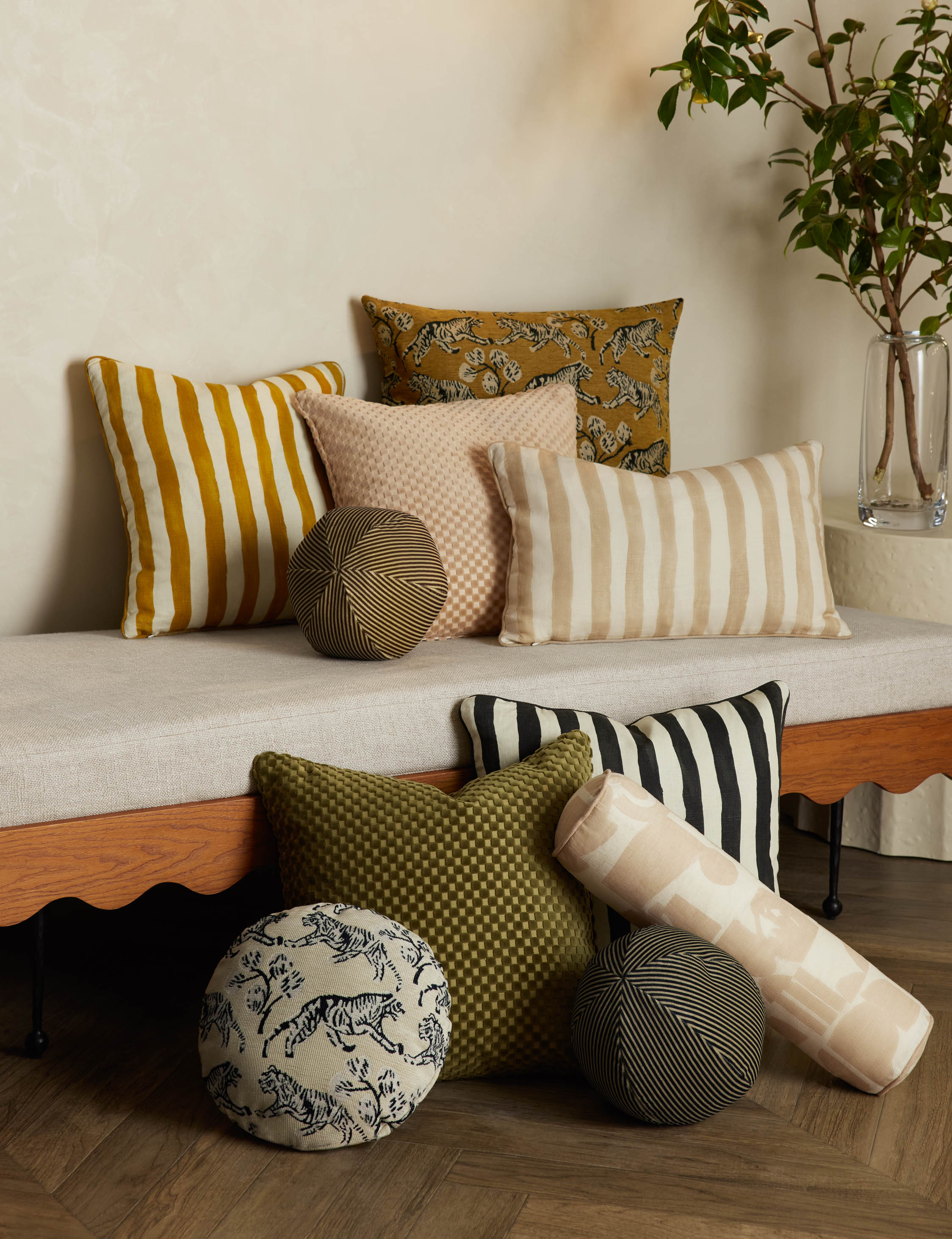 Bello Stripe Linen Pillow | Modern Painted Design