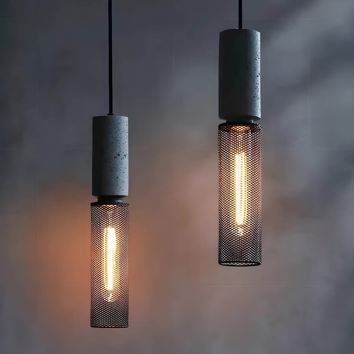 Brix Industrial Pendant Light | Cement & Iron, Adjustable Cable