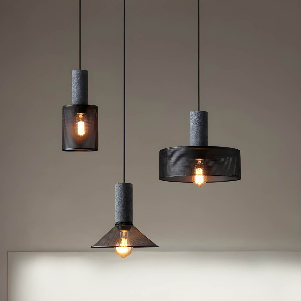 Brix Industrial Pendant Light | Cement & Iron, Adjustable Cable