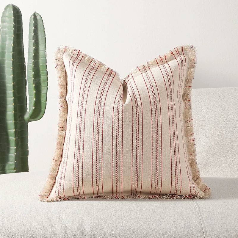 Bela Jacquard Kussenhoes | Luxe Textuur met Fijne Franje Details