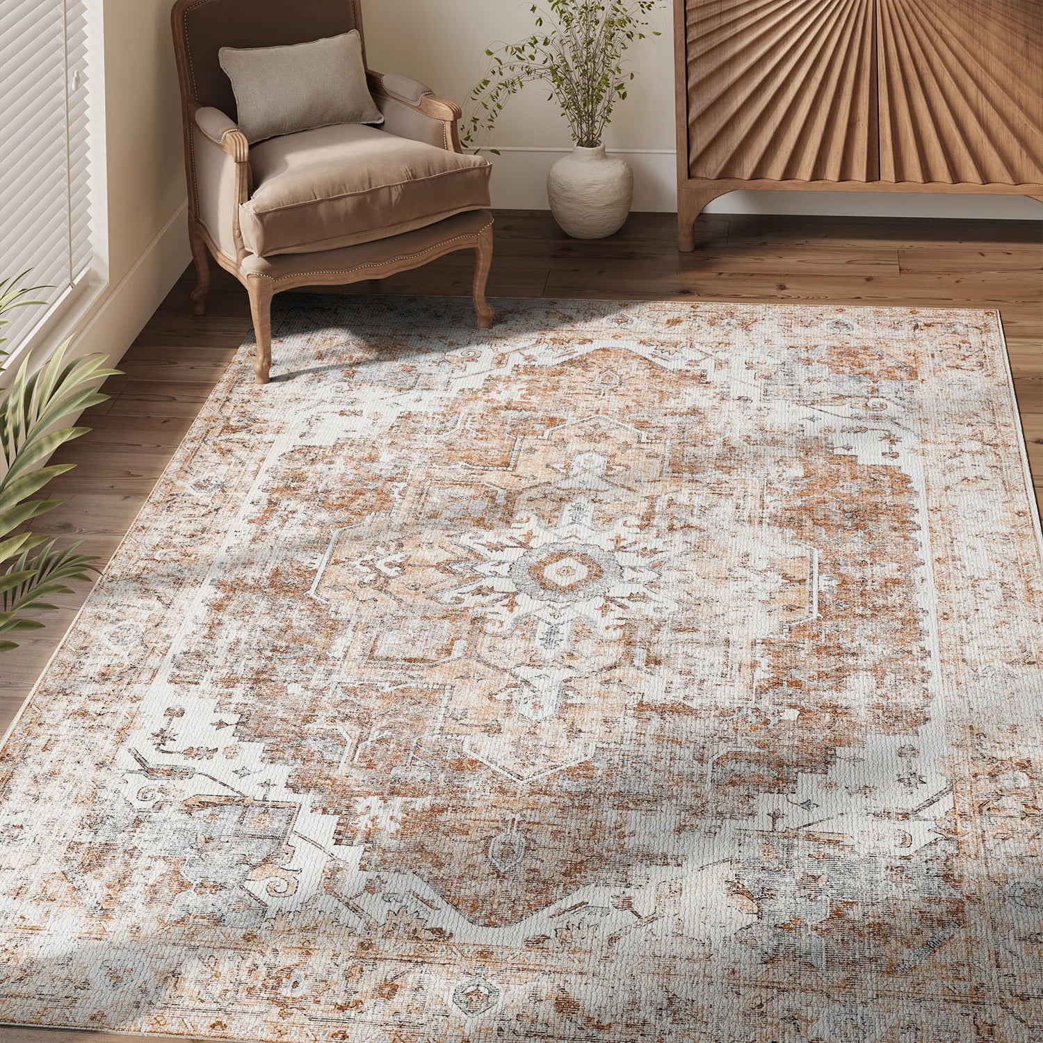 Bello Medallion Rug | Non-Slip, Lightweight Oriental Carpet