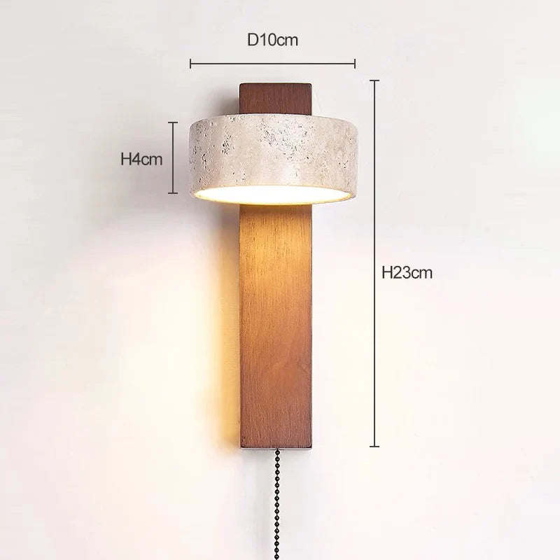 Bela Wall Lamp | French Wabi-Sabi Design with Solid Wood & Travertine