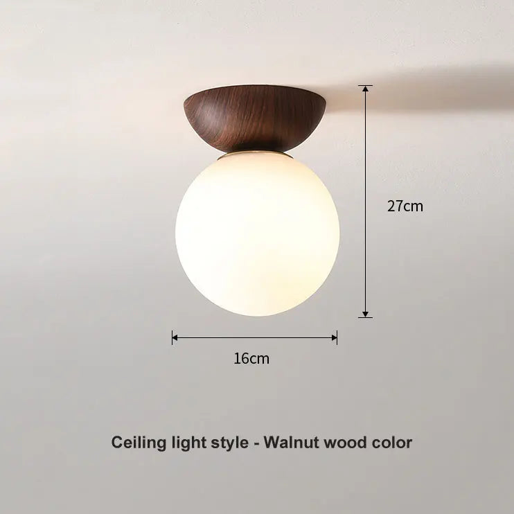 Bela Glass Pendant Light | Frosted Shade, Wood Finish