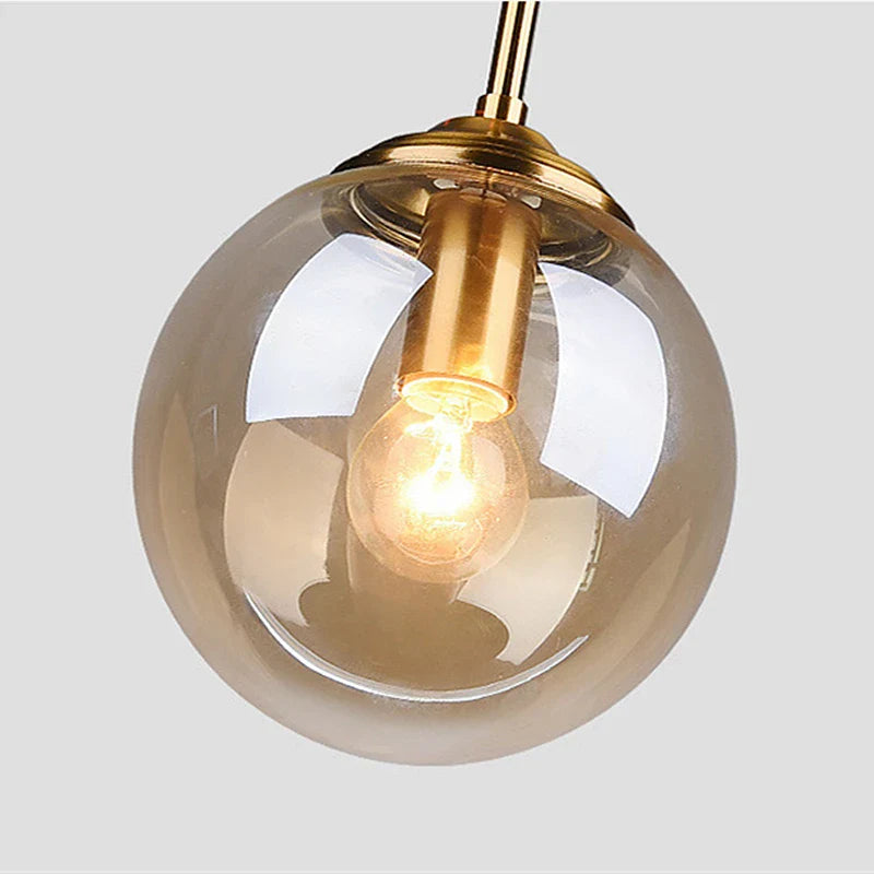 Bela Glass Globe Pendant Light | Adjustable Height, Amber & Smoke Grey