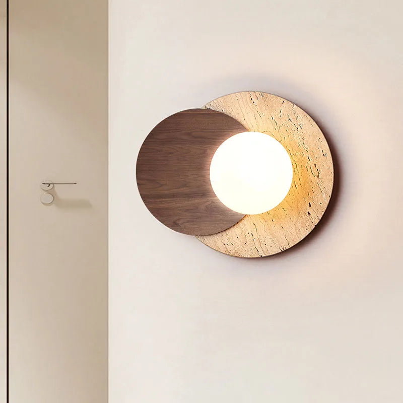 Bela Wabi-Sabi Wall Lamp | Natural Stone & Wood, Soft Ambient Glow