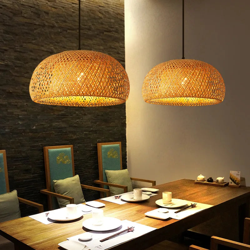 Bela Bamboo Pendant Lamp | Handwoven Rattan Shade, Adjustable Length