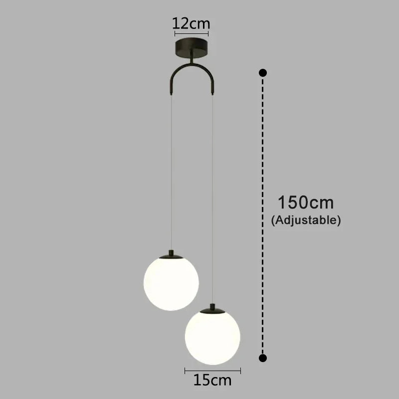 Luma Pendant Light | Nordic Glass Globe, Adjustable Height
