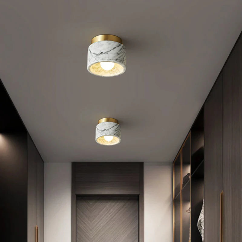 Bello Ceiling Light | Genuine Marble & Brushed Metal Finish