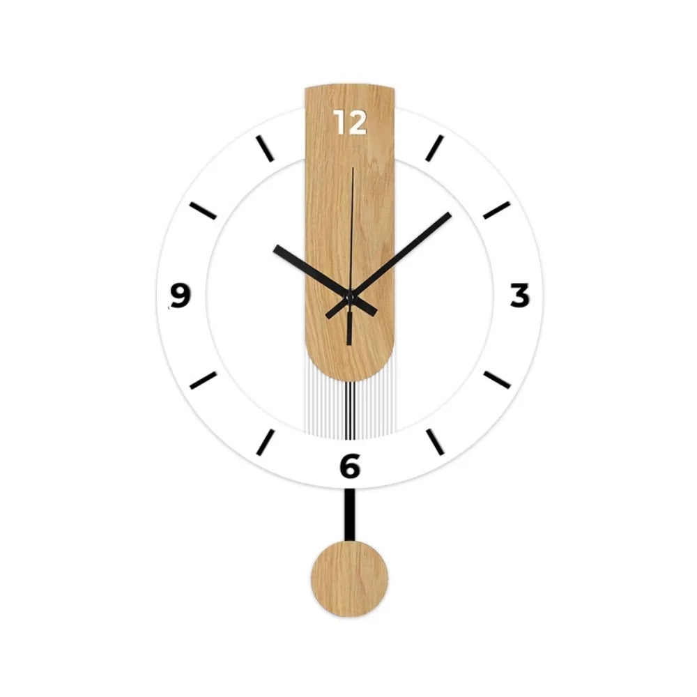 Bela Pendulum Wall Clock | Silent Quartz Movement, Modern Acrylic & Wood