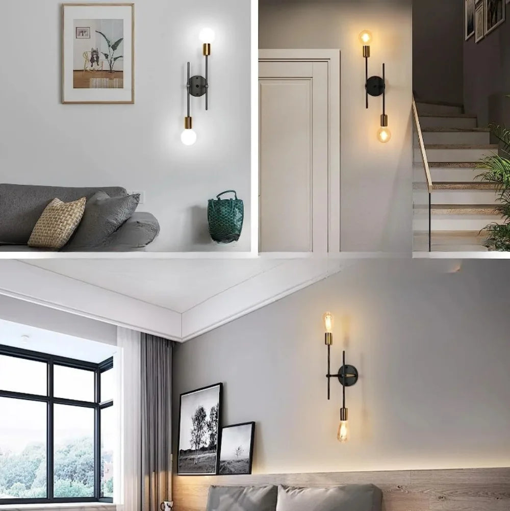 Bela 2-Light Ceiling Lamp | Black & Gold Flush Mount Design