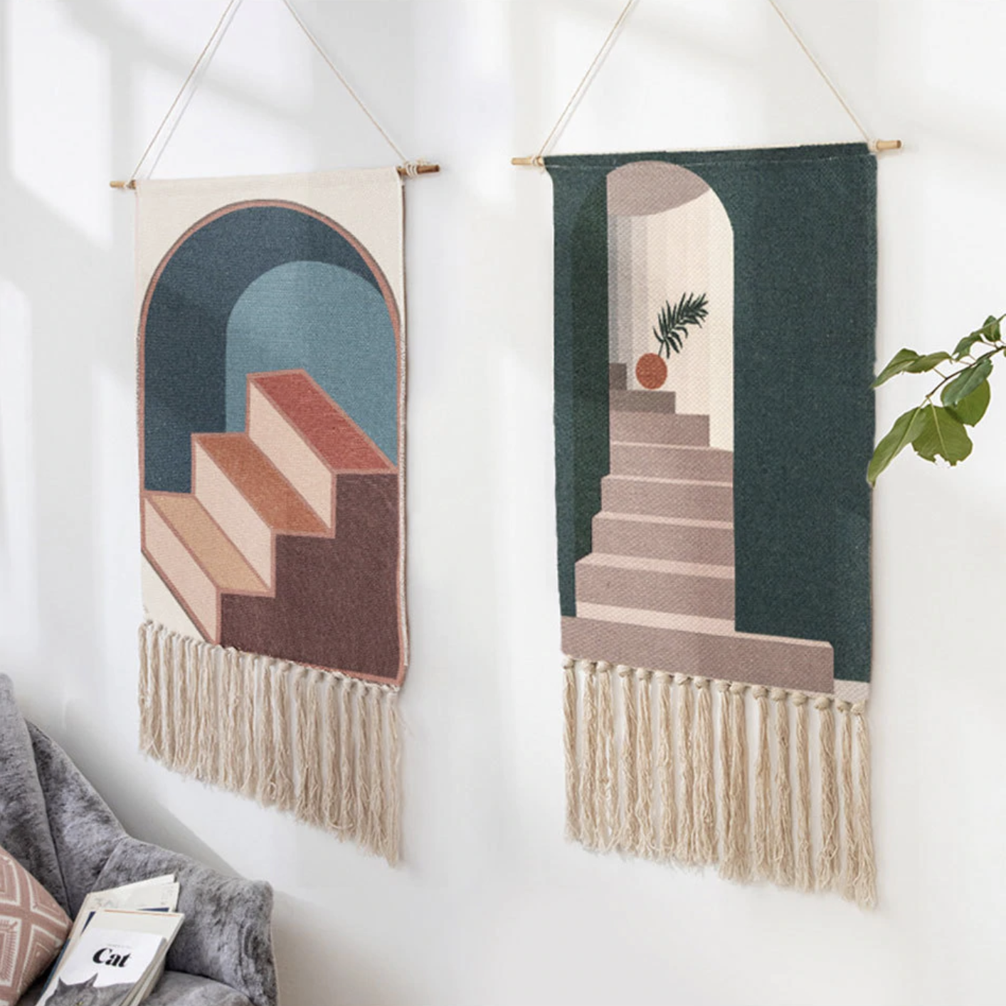 Aurelia Wandtapijt | Handgeweven Katoen, Geometrisch Design