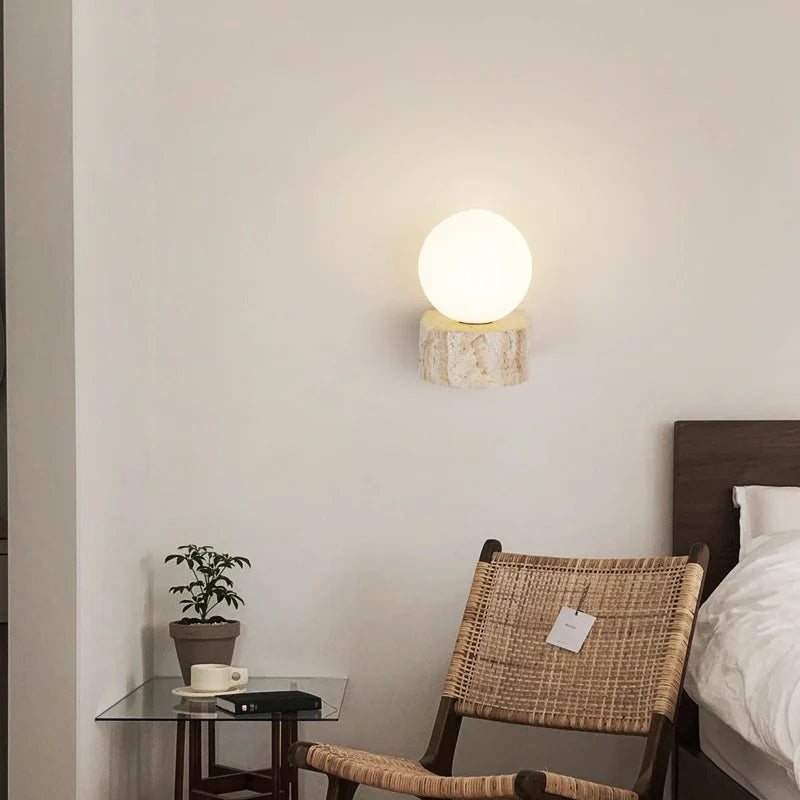 Bene Wall Lamp | Authentic Travertine, Soft Ambient Glow