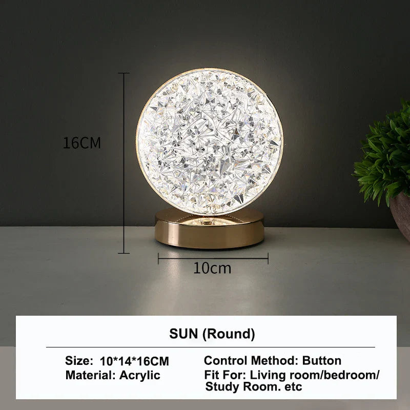 Blyss 3D Crystal LED Night Light | Touch Dimming, Rechargeable