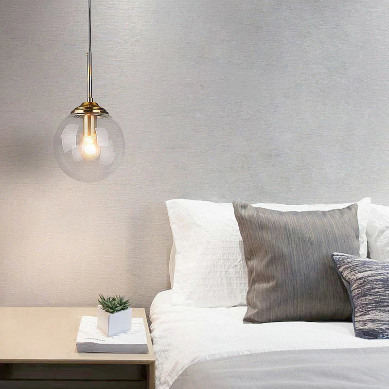 Bela Glass Globe Pendant Light | Adjustable Height, Amber & Smoke Grey